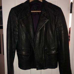 Gap genuine leather moto jacket size m